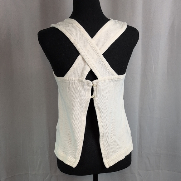 Madewell Cream Ribbed Sleeveless Tank Top - Picture 2 of 9
